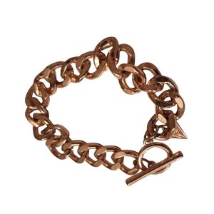 Guess Gold Chain Bracelet Glitter Accents Chunky Y2K Style 8 Inches Crystals